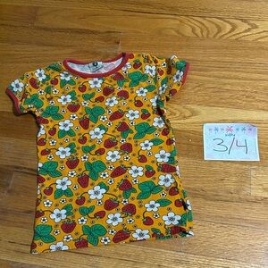 Smafolk orange girls Floral and berry  T-Shirt size 3 4 3T 4t orange strawberry